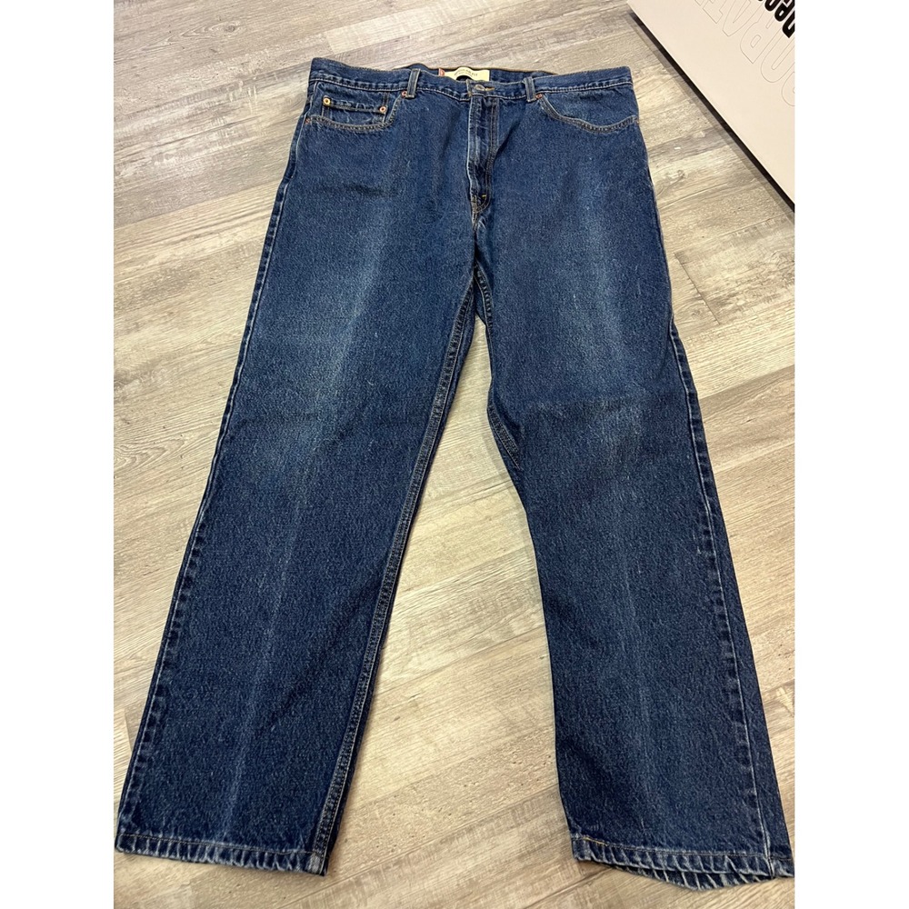 Levis 505 Regular Fit Straight Leg Jeans Mens 40x32 Dark Wash Blue Denim